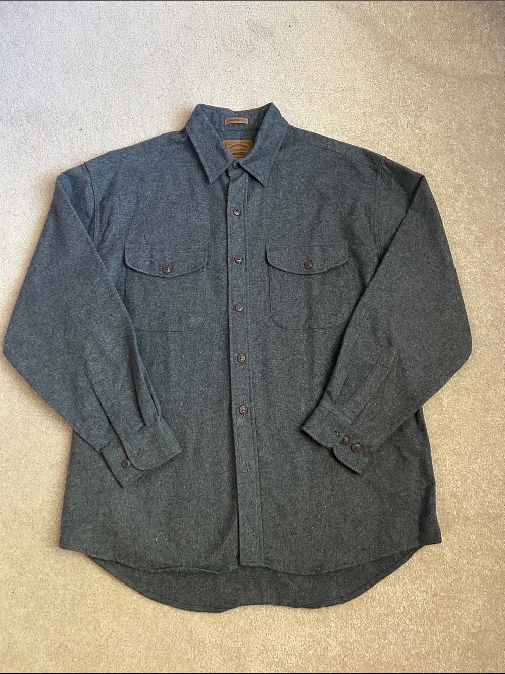 Men's Casual Dark Gray Button-Down Shirt Jacket